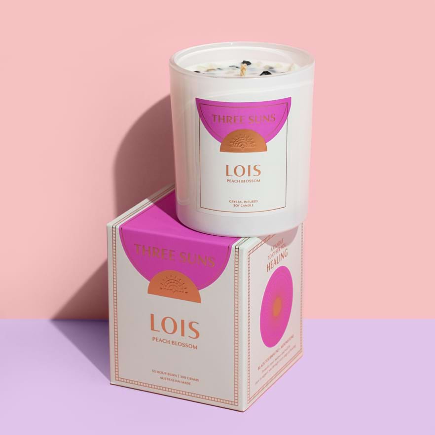 THREE SUNS | LOIS | Crystal Candle of Healing | Peach Blossom