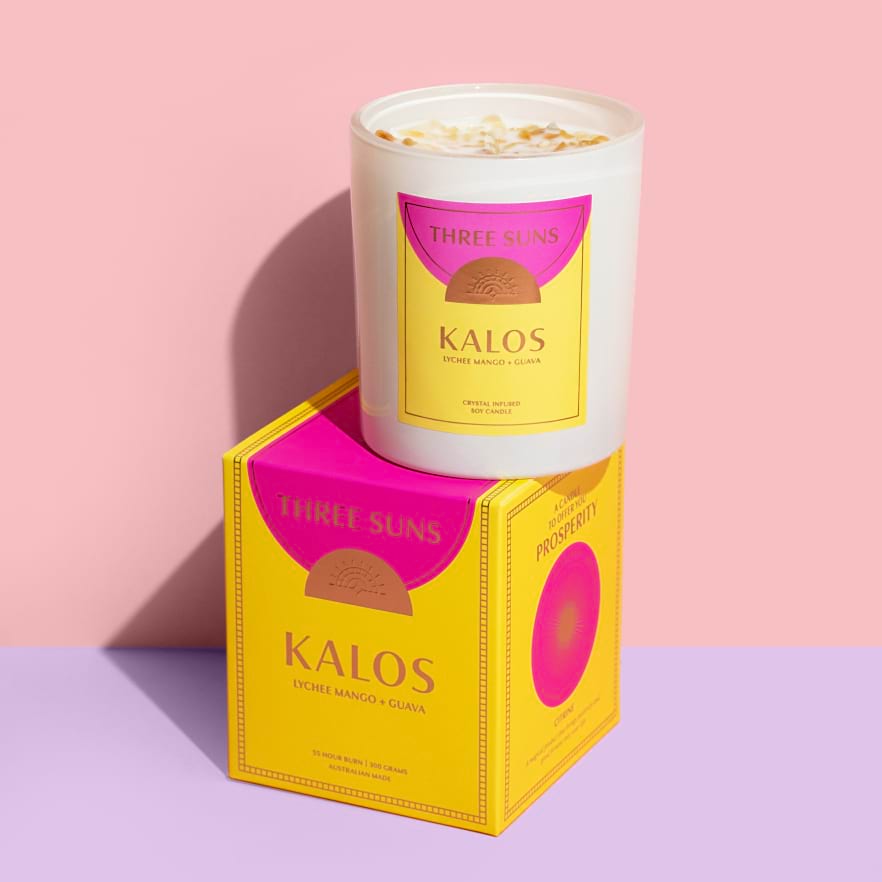 THREE SUNS | KALOS | Crystal Candle of Prosperity | Lychee Mango & Guava